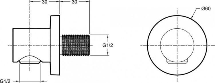Коленное соединение для душевого шланга с обратным клапаном, круглый дизайн Jacob Delafon MODULO E8465-CP