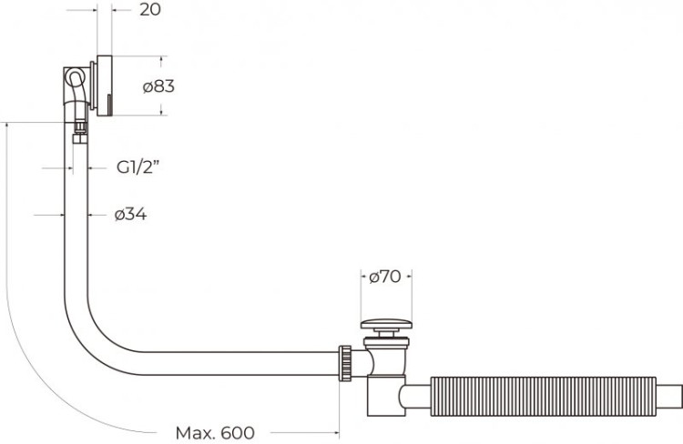 Слив-перелив для акриловых ванн BelBagno BB2829-OVF-BRN
