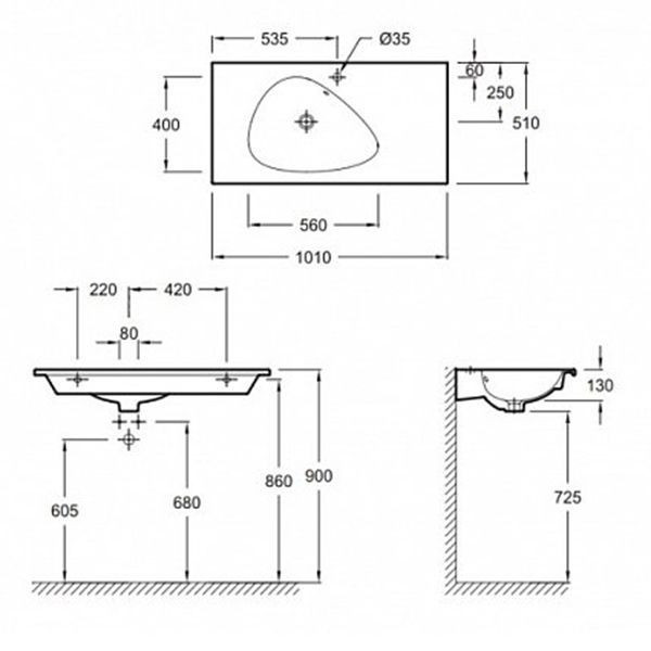 Раковина Jacob Delafon Nouvelle Vague 101 EXAQ112-Z