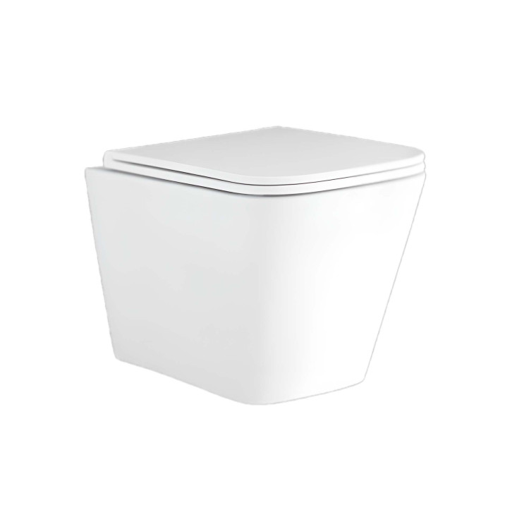 Унитаз подвесной безободковый Aquatek ДЕЛЬТА 480 x 350 x 320 мм, тонкое сиденье с механизмом плавного закрывания