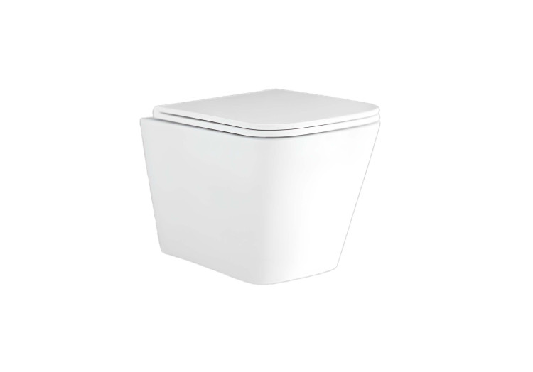 Унитаз подвесной безободковый Aquatek ДЕЛЬТА 480 x 350 x 320 мм, тонкое сиденье с механизмом плавного закрывания