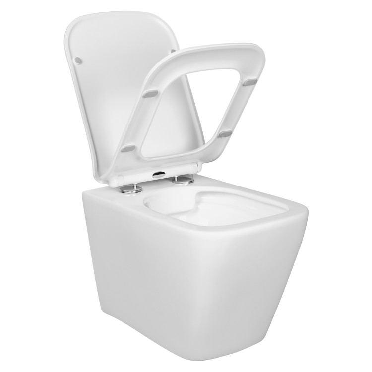 Унитаз подвесной безободковый Aquatek ДЕЛЬТА 480 x 350 x 320 мм, тонкое сиденье с механизмом плавного закрывания