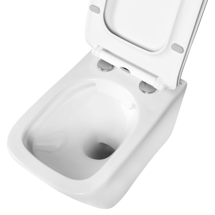 Унитаз подвесной безободковый Aquatek ДЕЛЬТА 480 x 350 x 320 мм, тонкое сиденье с механизмом плавного закрывания