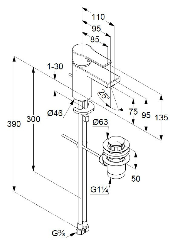 Смеситель для раковины Kludi Zenta SL 482600565