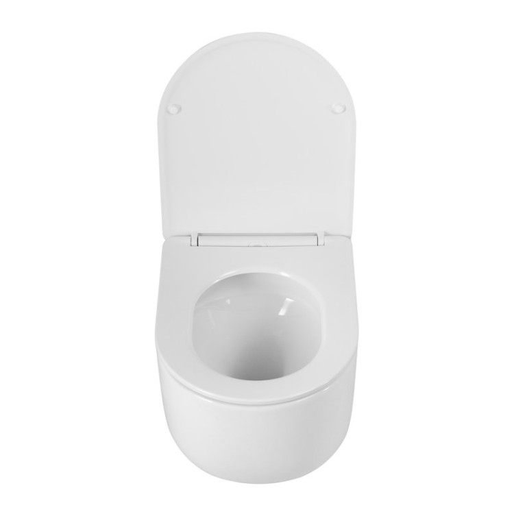 Унитаз подвесной безободковый со смывом Торнадо, с сиденьем дюропласт soft close Cezares BB084CH-TOR/SC