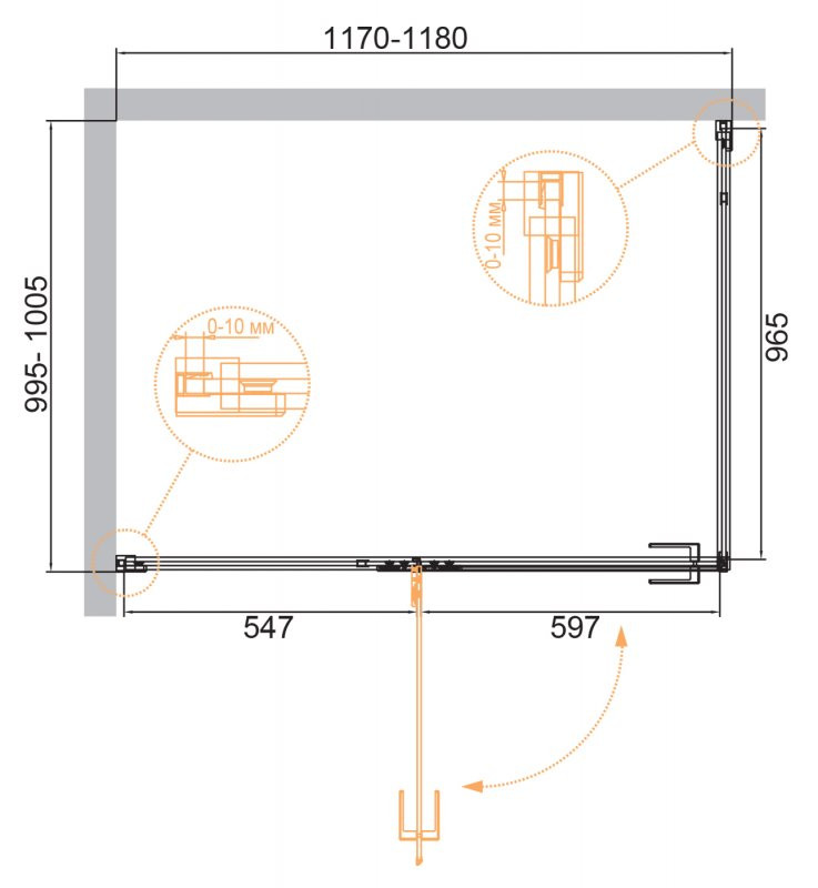 Душевой уголок BELLAGIO-A-1, AH-1 Cezares BELLAGIO-AH-1-100/80-C-NERO