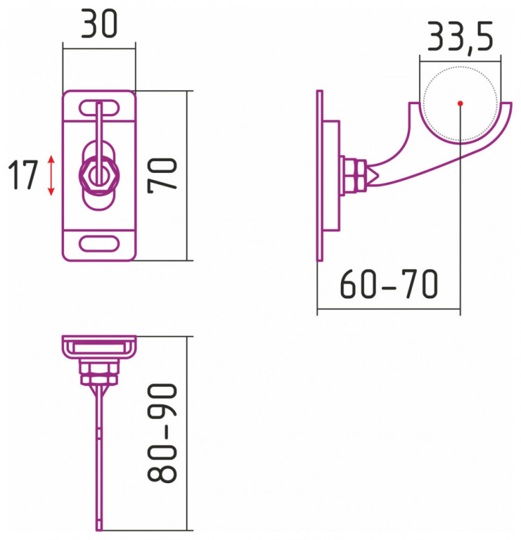 Кронштейн настенный Сунержа регулируемый для ДР ЭСТЕТ Без покрытия