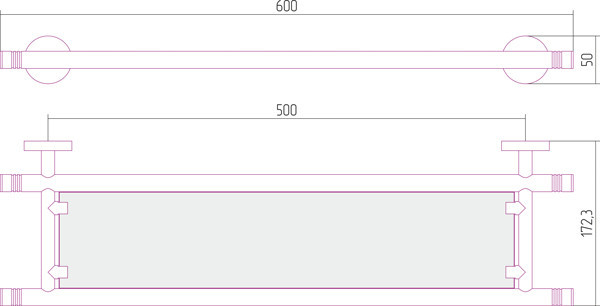 Полка Сунержа КАНЬОН стеклянная / L 600 Чёрный хром