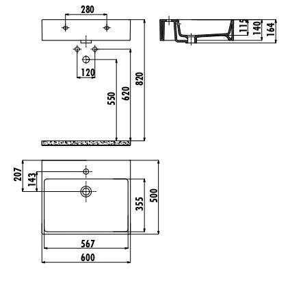 CREAVIT Раковина NX260 мебельная (50*60 см)