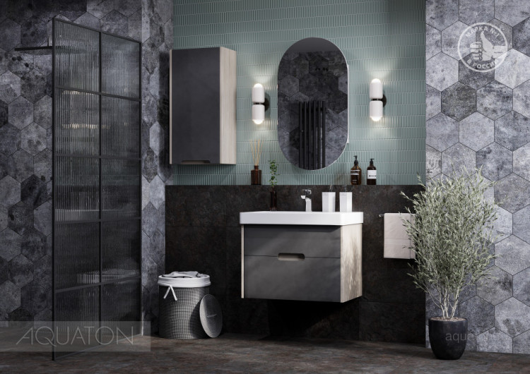 Тумба под раковину AQUATON Оливия 70 грей, дуб ойстер 1A254301OLUG0