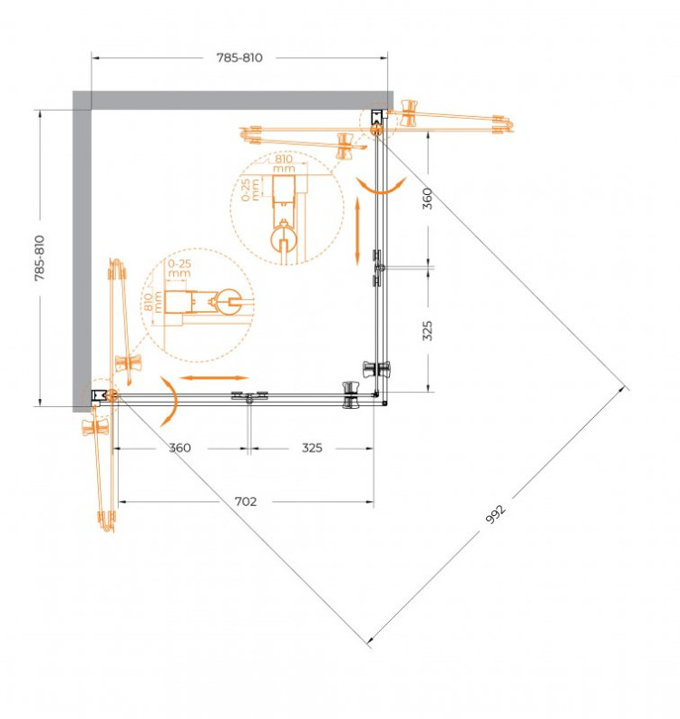 Душевой уголок ECO-O-AS-2 Cezares ECO-O-AS-2-90-C-Cr