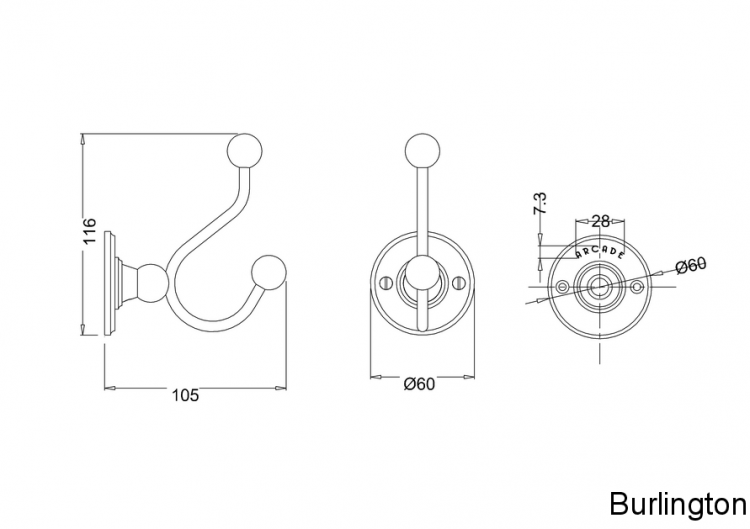 Крючок двойной, ХРОМ [ARCA4 CHR]