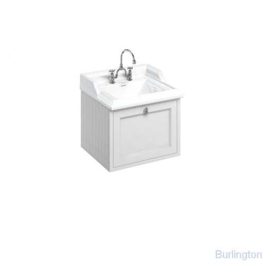 Тумба с раковиной на 2 отверстия, с выдвижным ящиком, цвет белый [FW1W + B15 2TH]