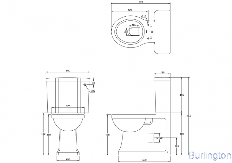 Унитаз - моноблок пристенный, с двойной системой слива, ХРОМ
