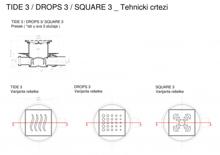 Точечный трап 150х150 мм Confluo Standard Vertical Square, металл с перфорацией Square, без рамки Cezares 13000019