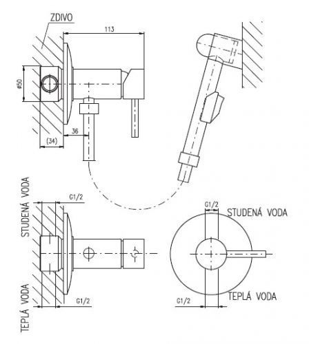 Гигиенический душ со смесителем Rav Slezak Seina SE947