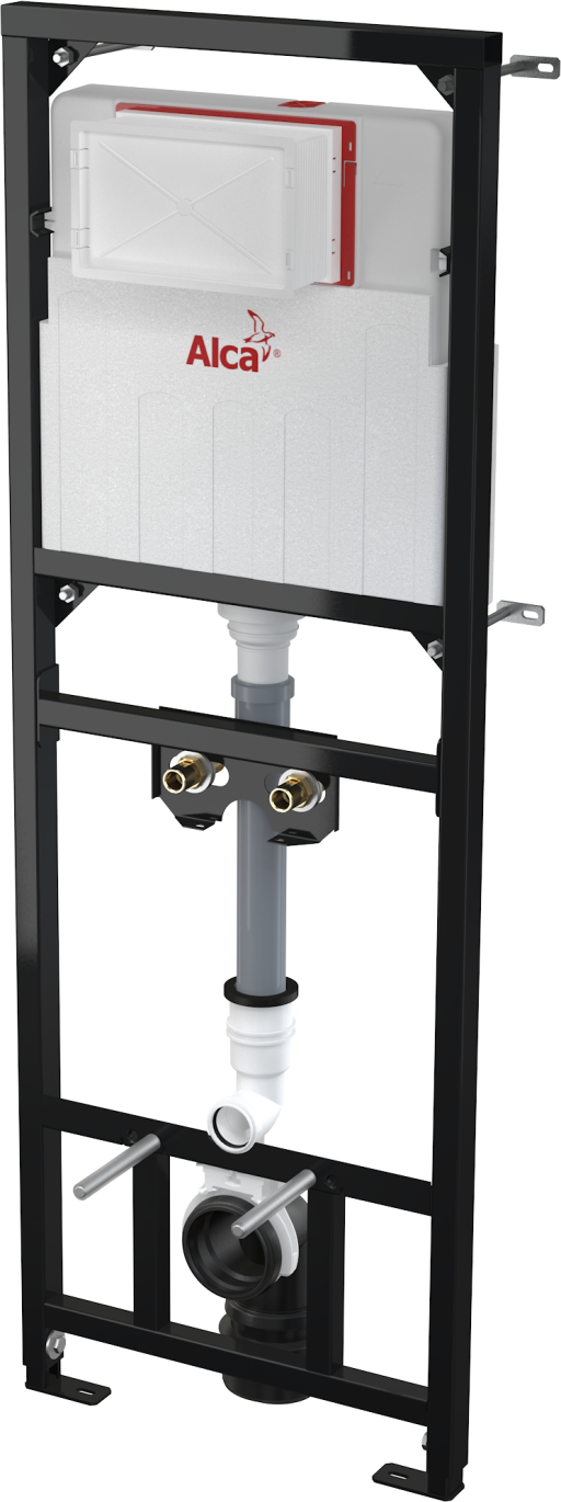 Монтажная рама с бачком для видуара и смесителя, со стоковым коленом DN90/110 Alcadrain A108F/1500