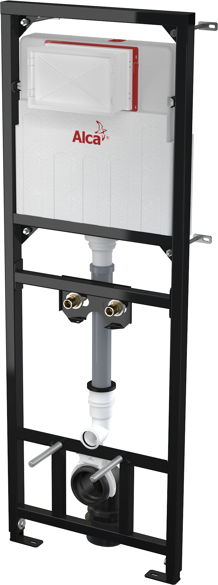 Монтажная рама с бачком для видуара и смесителя, со стоковым коленом DN90/110 Alcadrain A108F/1500