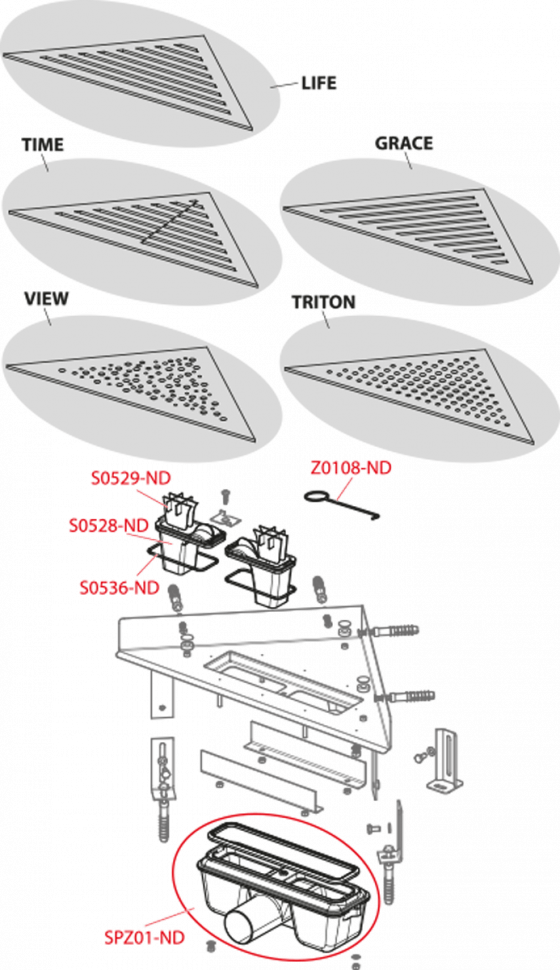 Угловой желоб без порогов для перфорированной решетки Alcadrain ARZ1