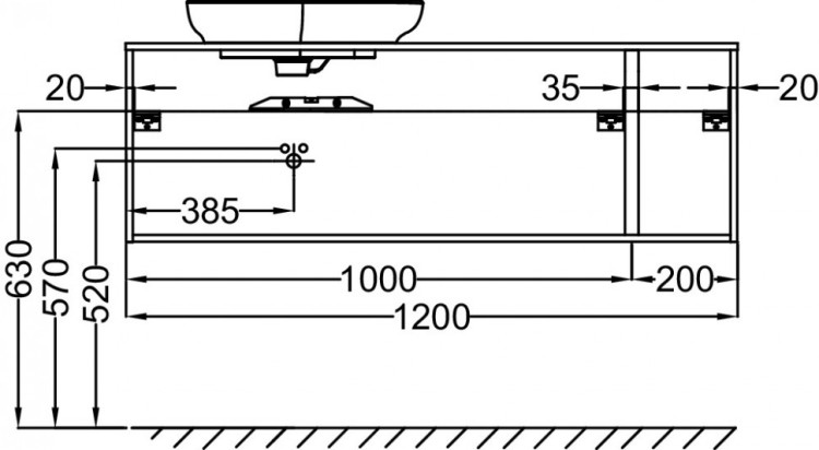 Тумба 120 см для раковины-чаши, ореховое дерево Jacob Delafon NOUVELLE VAGUE EB3042-E16
