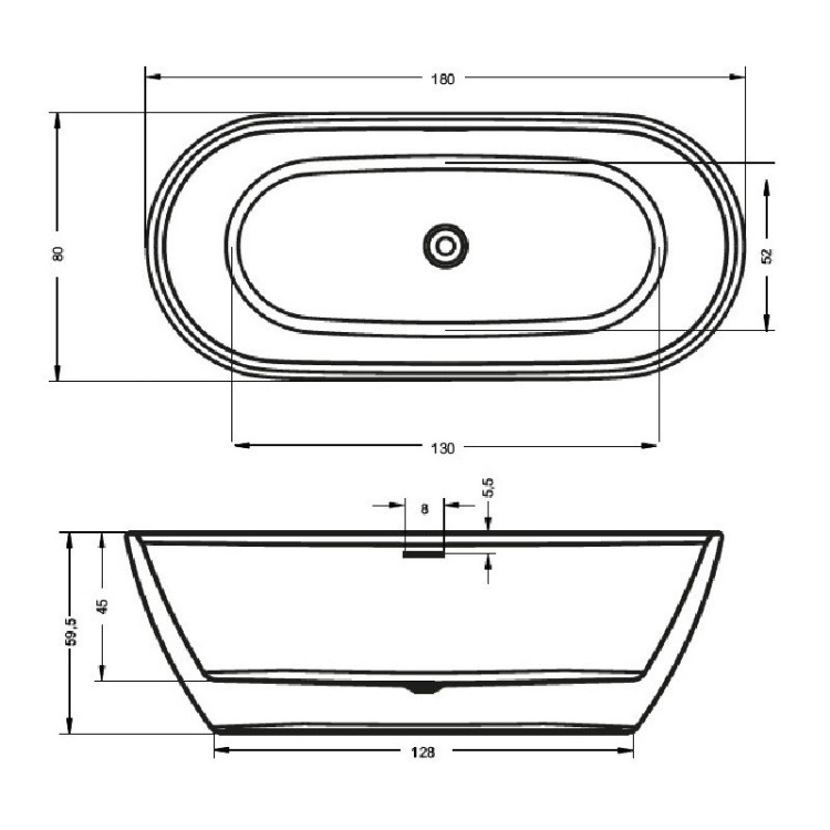 Акриловая ванна Riho Inspire 180x80