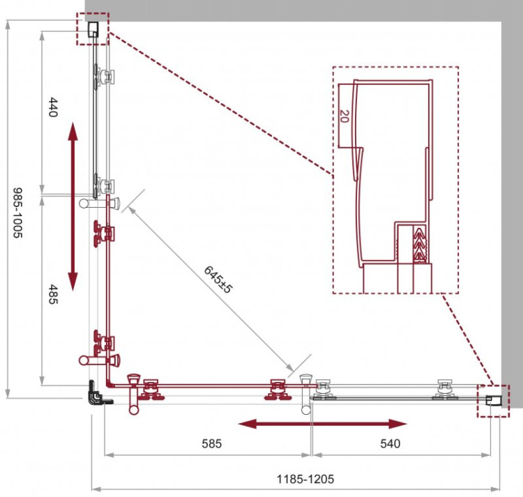 Душевой уголок BELBAGNO UNO-195-AH-2 BelBagno UNO-195-AH-2-120/90-C-NERO