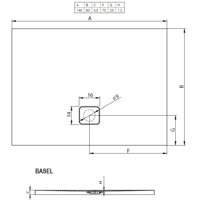 Акриловый поддон для душа Riho Basel 408 DC18 80x140x5