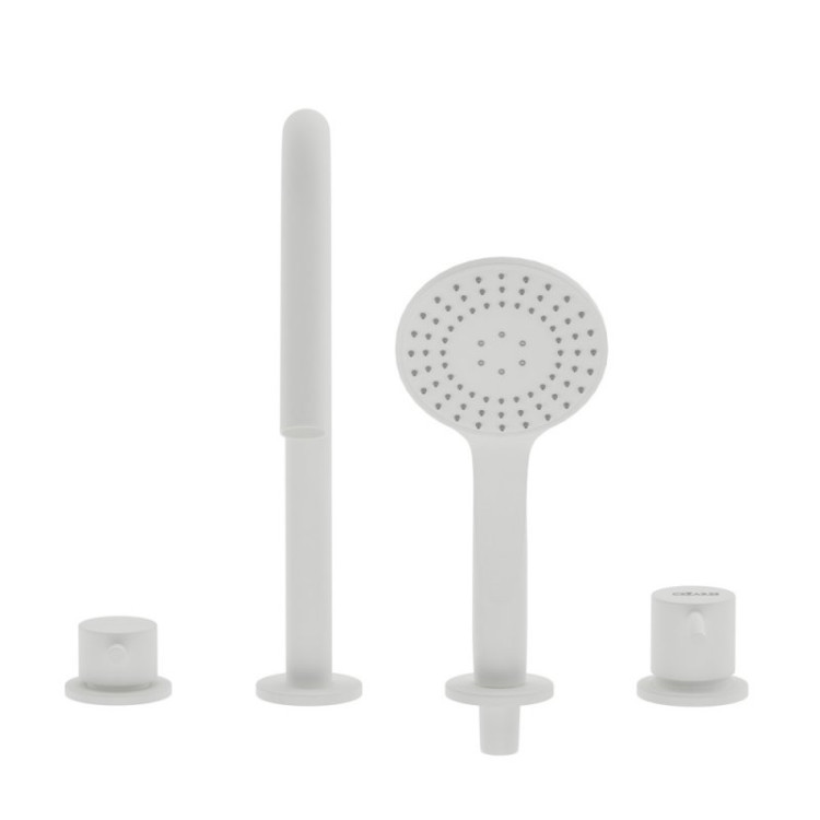 Смеситель на борт ванны с выдвижным душем и переключателем с тонкой ручкой Cezares LEAF-BVDM4-L-NOP