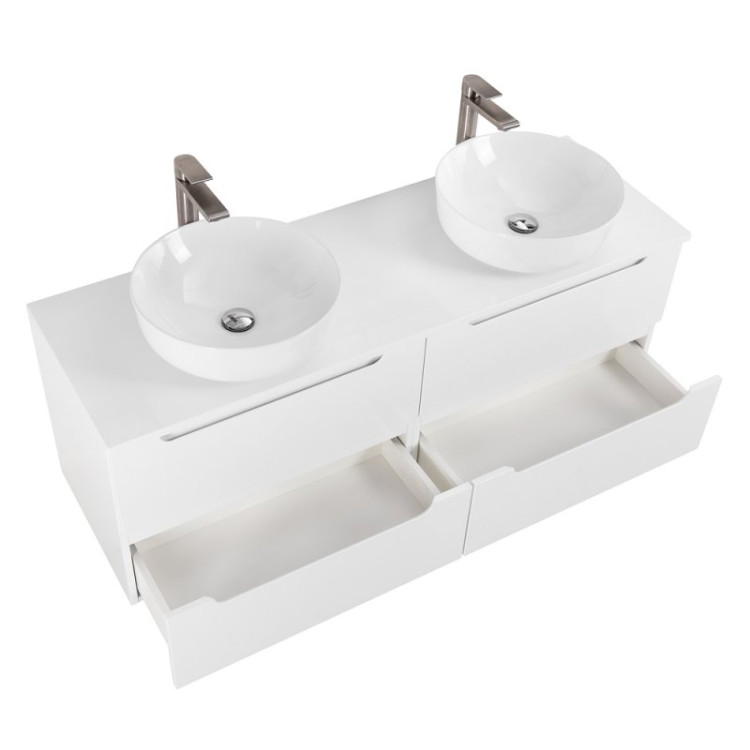 Столешница из МДФ с двумя отверстиями под раковину и с двумя отверстиями под смеситель, 1404x462x19 BelBagno EK-140-2-BL