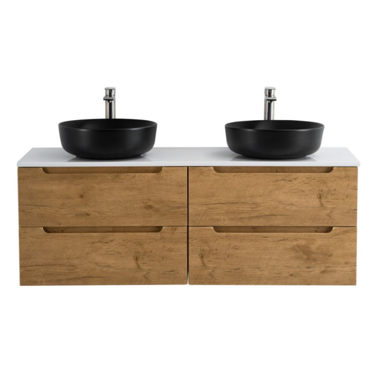 Столешница из МДФ с двумя отверстиями под раковину и с двумя отверстиями под смеситель, 1404x462x19 BelBagno EK-140-2-BL