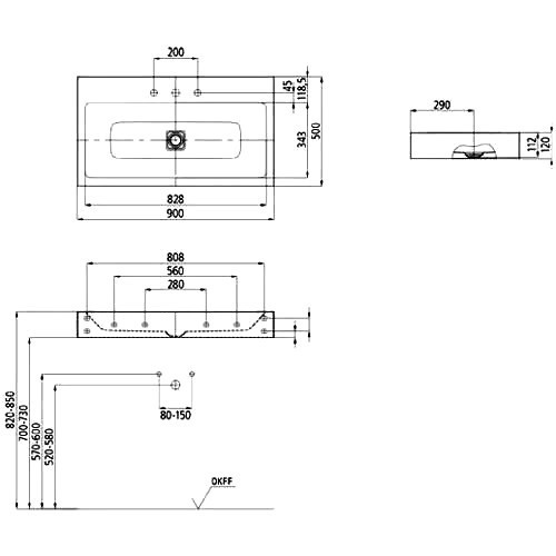 Раковина Kaldewei Centro 90 903506003001