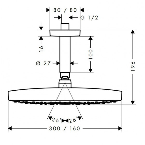 Верхний душ Hansgrohe Raindance Select Е 30 27384000