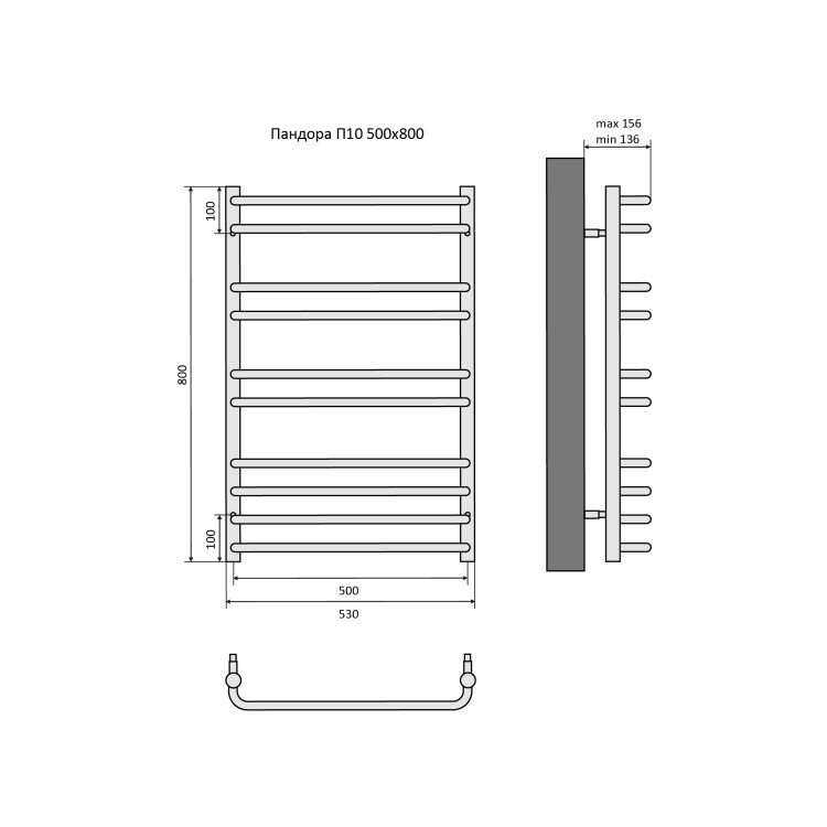 Полотенцесушитель водяной Aquatek Пандора AQ RRС1080CH