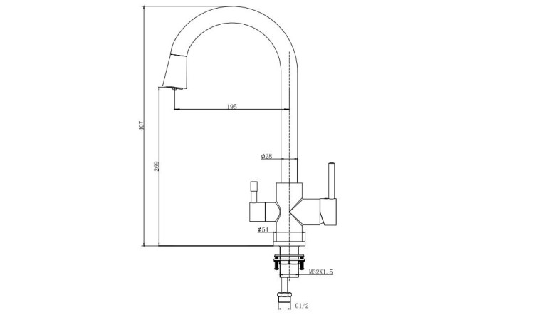 Смеситель для кухни с подключением к фильтру воды Aquatek (полукруглый излив) AQ1085CR