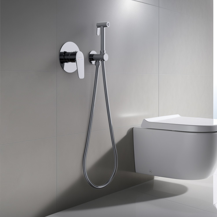 Набор с гигиеническим душем (смеситель + гигиеническая лейка + шланг + шланговое подсоединение с держателем) Aquatek AQ1119CR БЕТТА