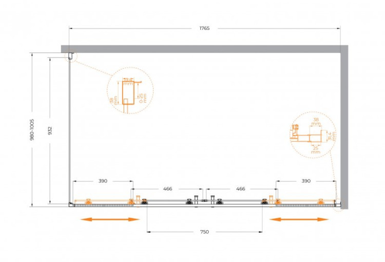Душевой уголок MOLVENO-AH-2/1 Cezares MOLVENO-AH-2/1-170/80-C-Cr-IV