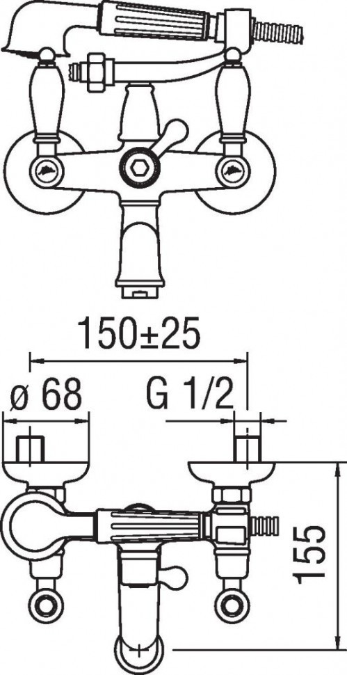 Смеситель для ванны Nobili Antica AT31001BR