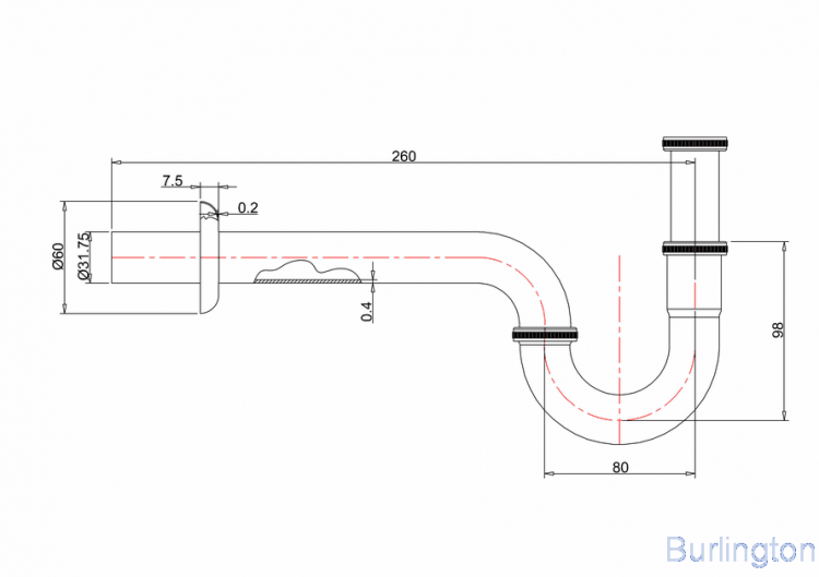 Сифон для биде, хром