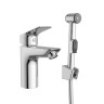 Смеситель для раковины без донного клапана с гигиеническим душем Cezares DUE-LVM/HGN-CRM-W0