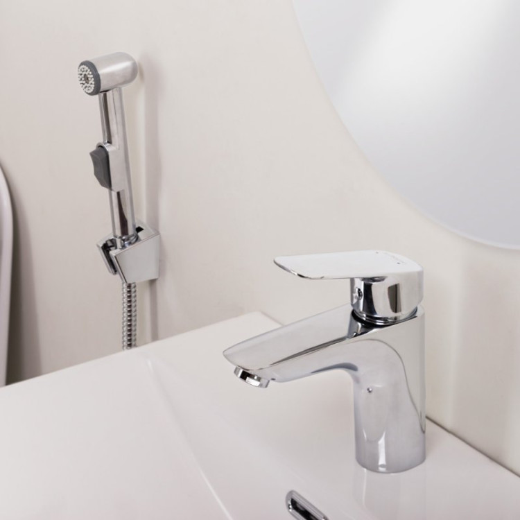 Смеситель для раковины без донного клапана с гигиеническим душем Cezares DUE-LVM/HGN-CRM-W0