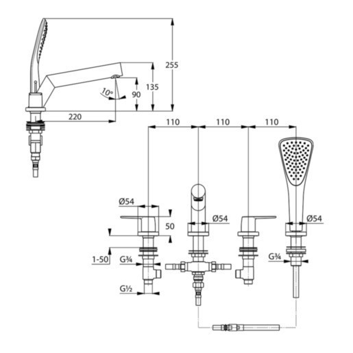 Смеситель для ванны Kludi Pure&Style 404250575