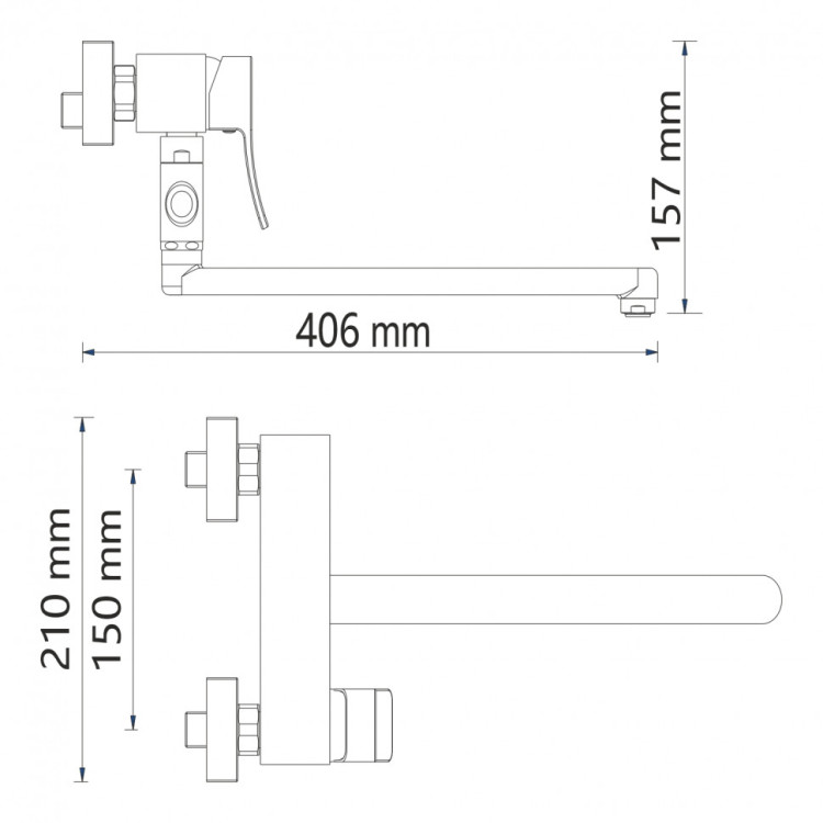 WasserKRAFT Exter 1602L Смеситель для ванндлинныизливом