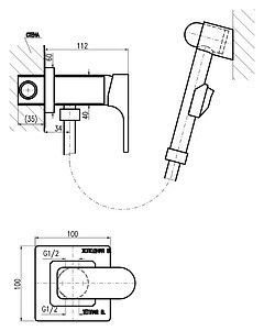 Гигиенический душ со смесителем Rav Slezak Yukon CB YU147/1CB