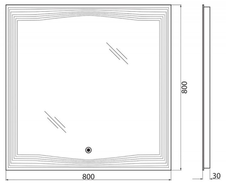 Зеркало с встроенным светильником и сенсорным выключателем, 12W, 220-240V BelBagno SPC-LNS-700-700-LED-TCH