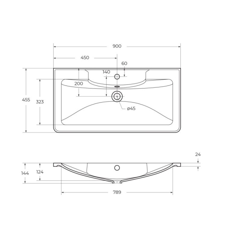 Раковина из литьевого мрамора Cezares BB900/455-LV-MR-ALR
