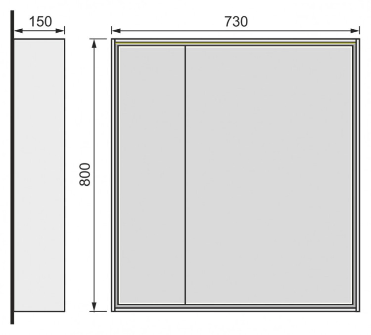 Зеркальный шкаф Raval Frame 75 с подсветкой