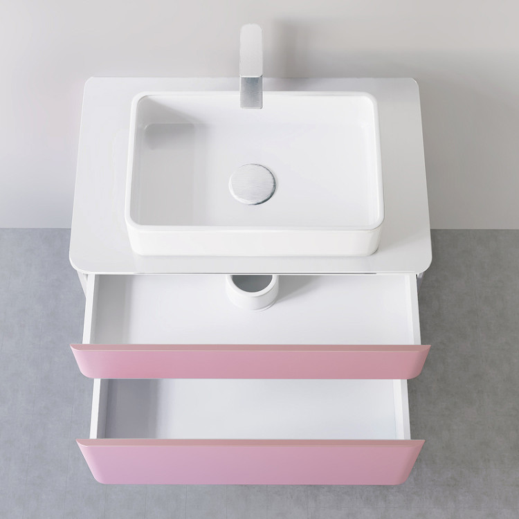 Тумба Pastel 80 подвесная, розовый иней