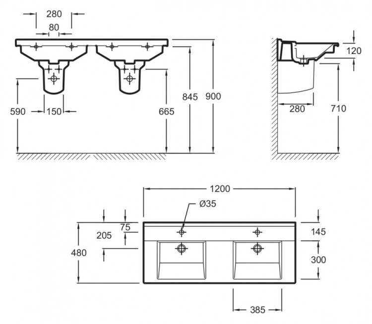 Раковина Jacob Delafon Struktura 120 EXF112-00
