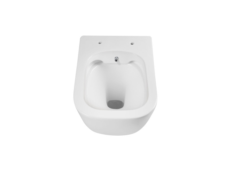 Унитаз подвесной с функцией биде безободковый фарфоровый Aquatek ДИВА AQ2012B-00 510*350*360 мм, горизонтальный выпуск, тонкое сиденье из дюропласта с механизмом плавного закрывания, крепеж