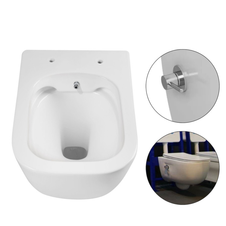 Унитаз подвесной с функцией биде безободковый фарфоровый Aquatek ДИВА AQ2012B-00 510*350*360 мм, горизонтальный выпуск, тонкое сиденье из дюропласта с механизмом плавного закрывания, крепеж